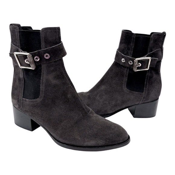 Rag & Bone - Wilson Buckled Suede Ankle Boots -Charcoal gray size 37 US 6.5 - Picture 6 of 11